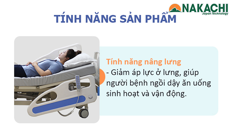 Tính năng nâng đầu Giường Y Tế Điện 5 Chức Năng NAKCHI NC-A15